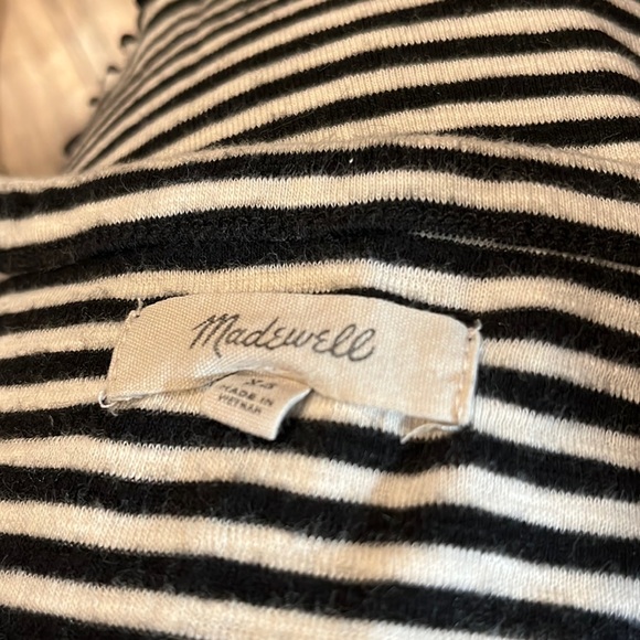 MADEWELL T-shirt Lettuce Edge Black & White Stripe-XS - Picture 3 of 4